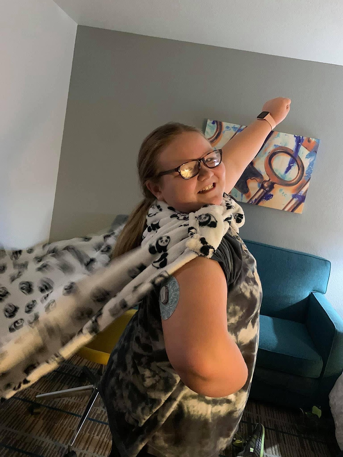 Hydee Lyman is seen on her birthday April 8, 2021, wearing her "superhero cape." Now 15, Hydee will go to Washington, D.C. in July to advocate for people with Type 1 diabetes, a chronic ailment with which she was diagnosed at age 10.