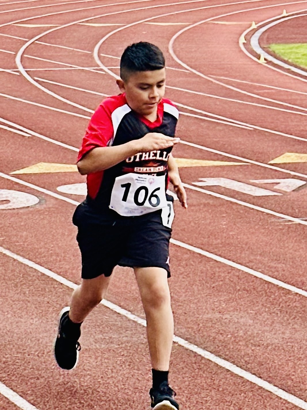 Dream Team’s Jairus Escamilla runs in one of the track and field events at the state tournament. Escamilla earned fifth in 100m, sixth in 200m and silver in the softball throw event.