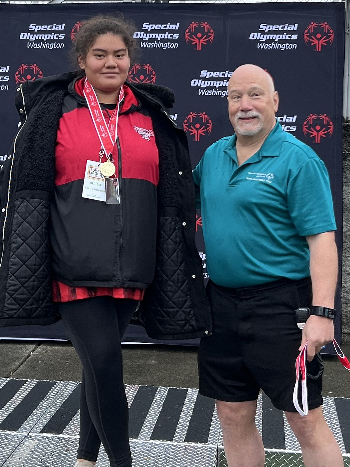 Dream Team’s Candace Montejano receives a gold medal for the Individual Skills Soccer event at the state tournament. The team took home a total of seven medals from the tournament.