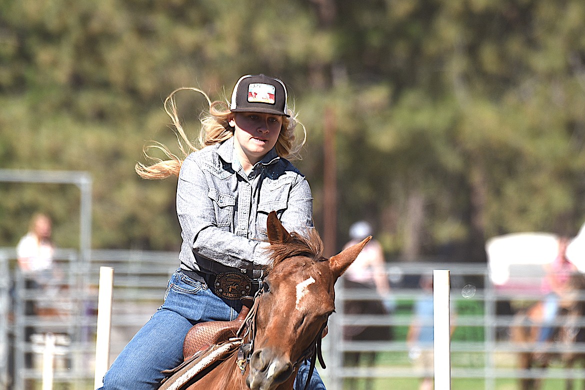 Kalispell's Emily Tuck competes in the O-Mok-See event Sunday, June 29, 2025, at J. Neils Memorial Park in Libby. (Scott Shindledecker/The Western News)