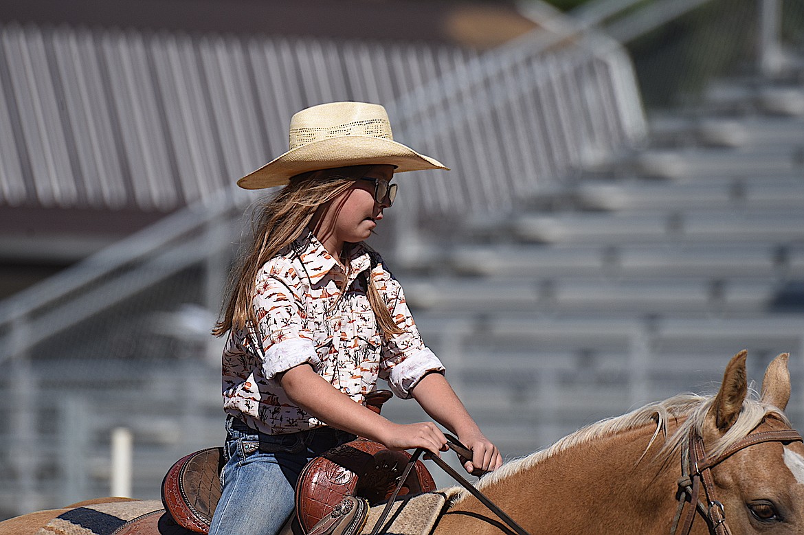 Noxon's Neva Black competes in the O-Mok-See event Sunday, June 29, 2025, at J. Neils Memorial Park in Libby. (Scott Shindledecker/The Western News)