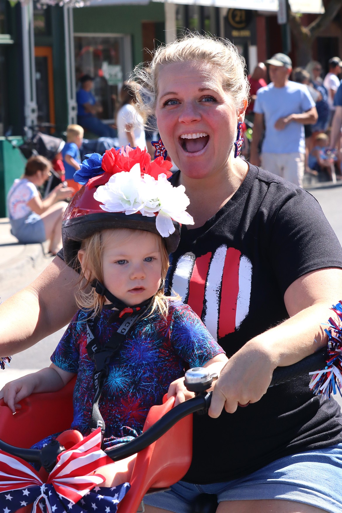 Mom Megan and Layla in the Kiddie Parade.