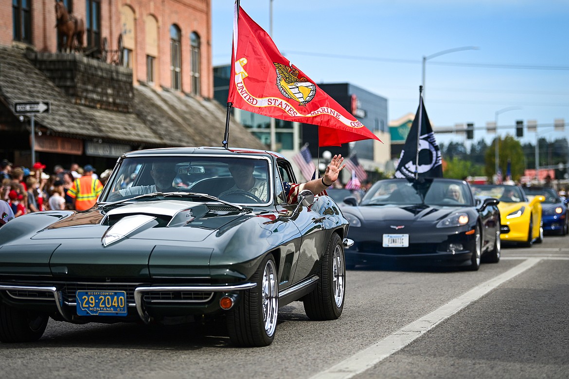 Corvettes roll down Main Street in the Kalispell 4th of July Parade on Friday, July 4. (Casey Kreider/Daily Inter Lake)