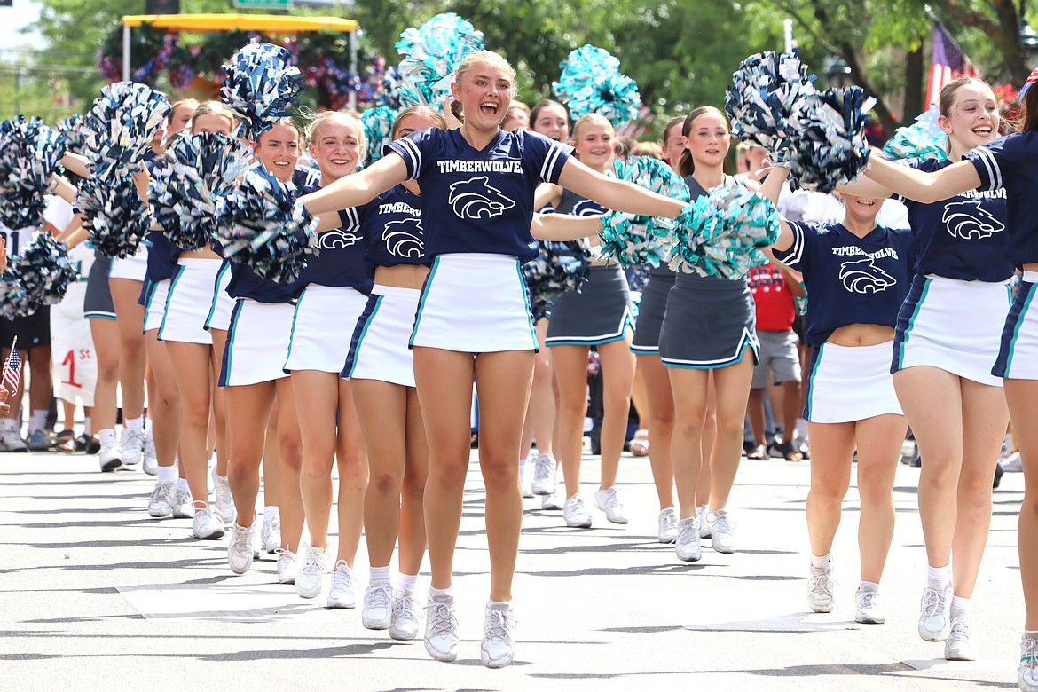 Lake City High School cheerleaders perform in the Fourth of July parade in Coeur d'Alene.