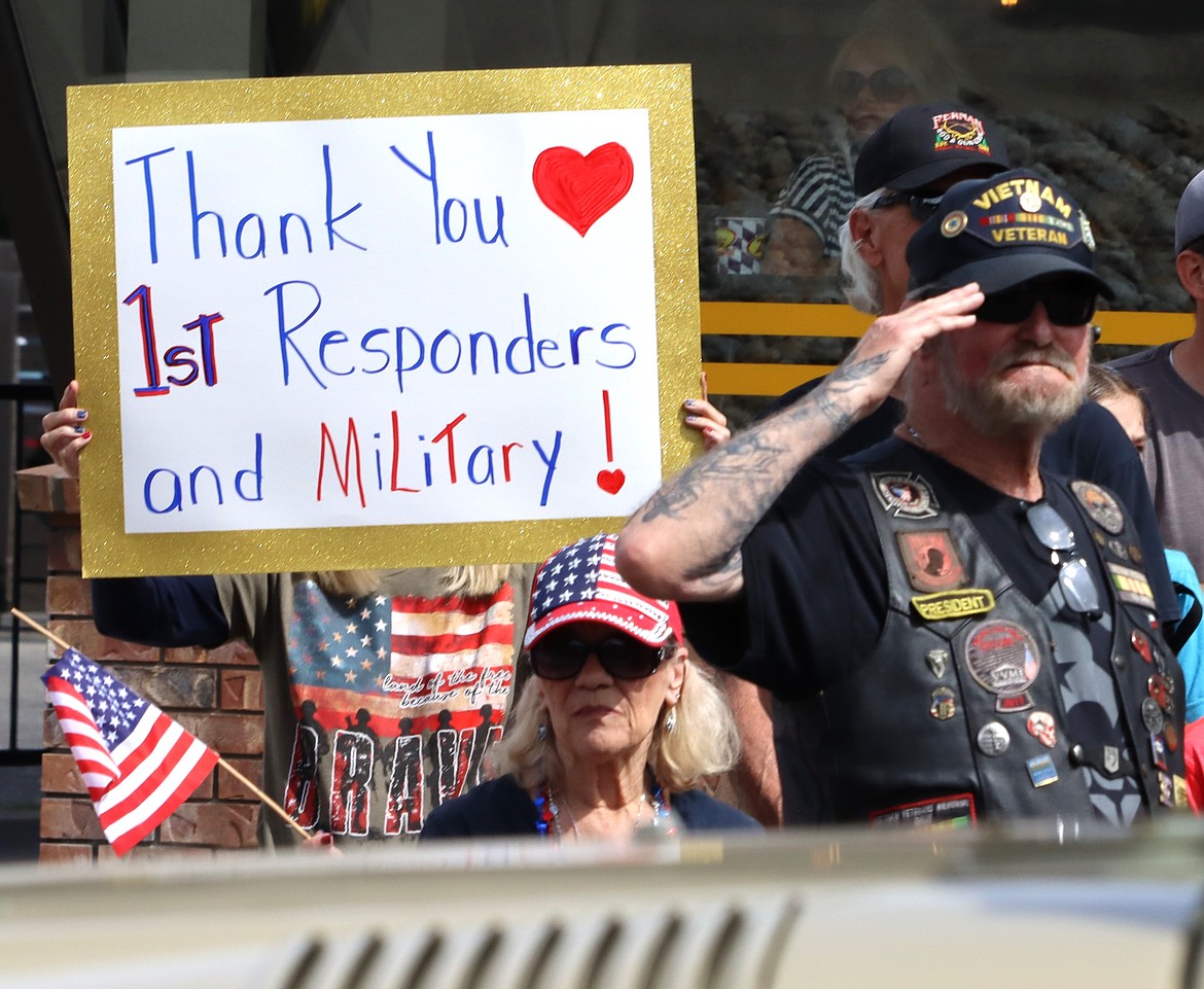 A sign on Sherman Avenue states support for first responders.