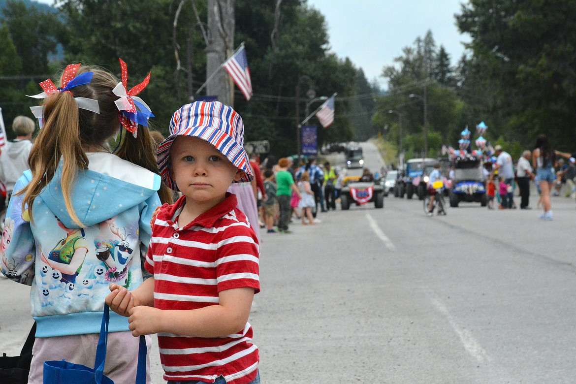 This young lad spun round and round, waiting for the candy throwers to approach. (Mineral Independent/Amy Quinlivan)