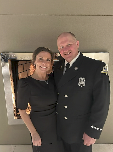 Firefighter David Tysdal with his wife, Annie.