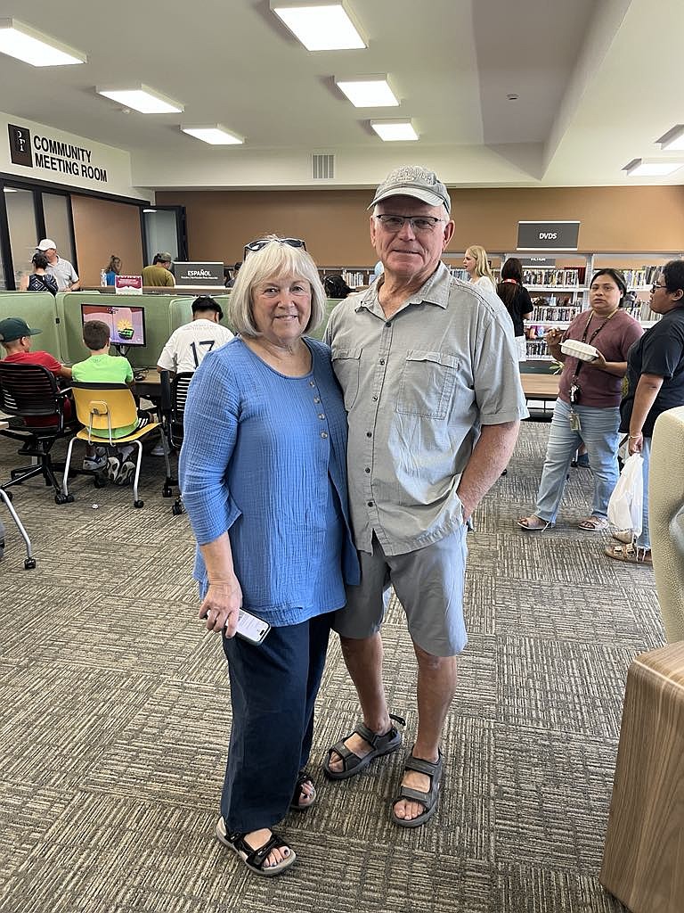 Susan Piercy, President of the Friends of the Royal City Library, and her husband Gary. Susan Piercy led the drive to raise funds for the new library, and Gary Piercy volunteered as the general contractor.