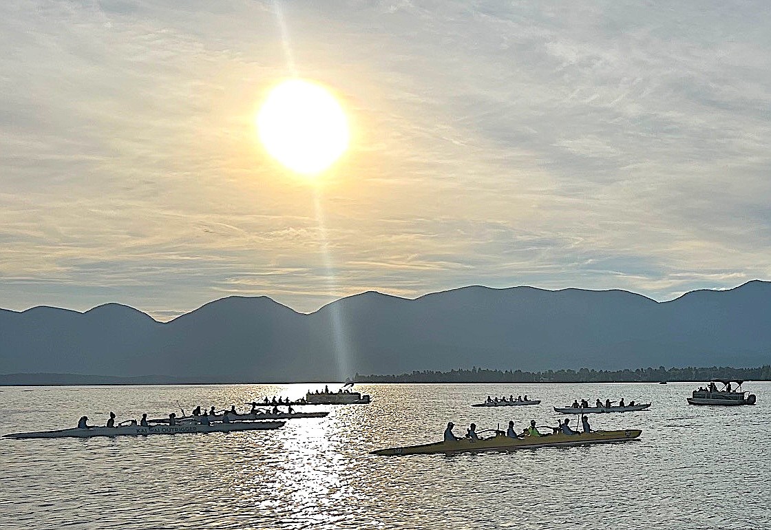 Paddle Palooza participants begin a 25-mile point-to-point from the Polson Fairgrounds to Big Arm Canoe Club. The event is put on by Silver Lining Montana and supports breast cancer patients and survivors in northwestern Montana. (Courtesy photo)