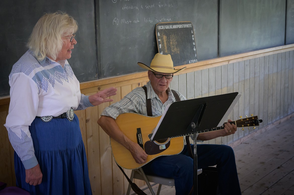 Dillon musicians Lois Johnson and Russ King perform in the Bannack school house during Bannack Days. (Tracy Scott/Valley Press)