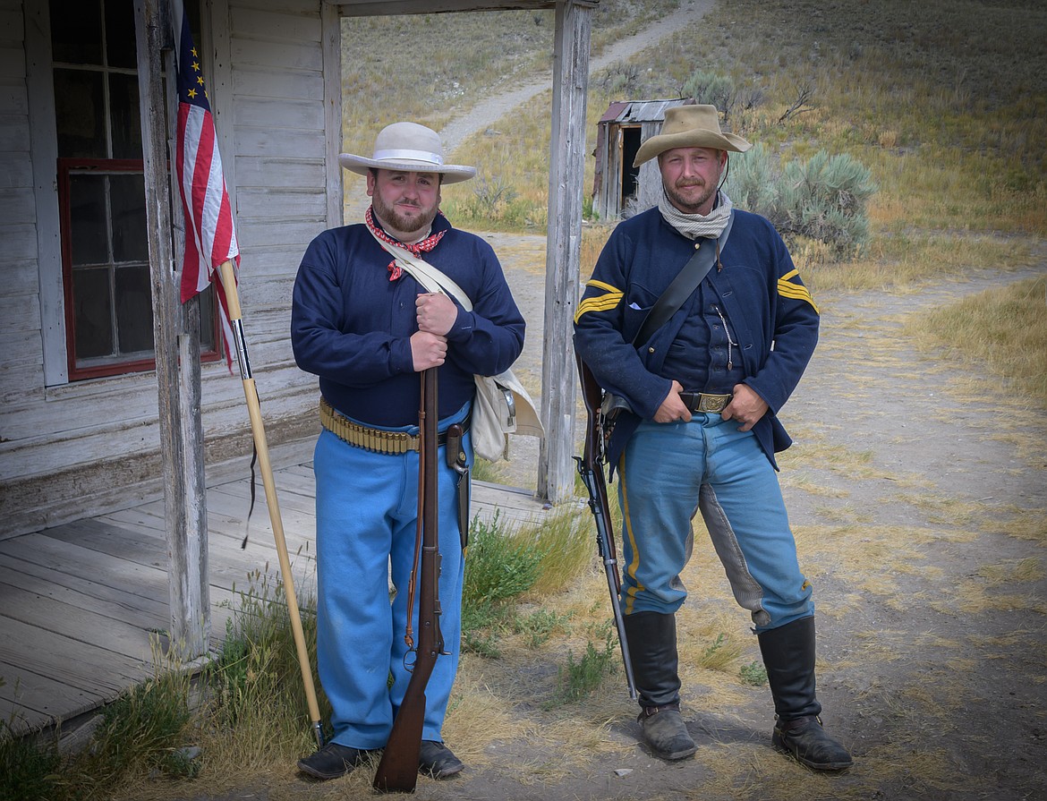 U.S. Calvary reenactors Austin Haney from Missoula and Chris Hoffer from Helena during Bannack Days. (Tracy Scott/Valley Press)