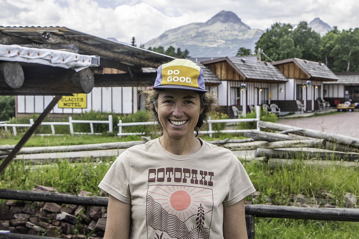 Lucy Barnard at the Looking Glass Basecamp in East Glacier. Barnard is on track to become to first woman to walk from Argentina to Alaska. (Kate Heston/Daily Inter Lake)