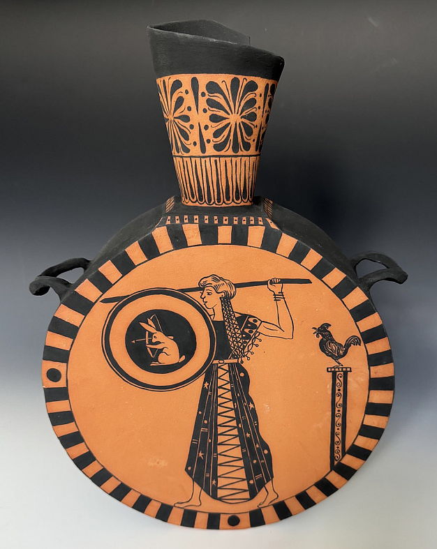 "Hunter Hare Vessel," clay, by Mary Frances Dondelinger.