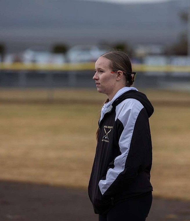 Allison Stanley, a WVC commit, coaching during a game for the Royal Knight softball team. Stanley joined the Knights as an assistant coach after her seasons with the Big Bend Vikings got canceled.