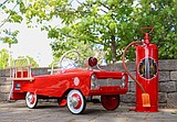 Vintage pedal car firetruck to fundraise for Red and Blue Foundation