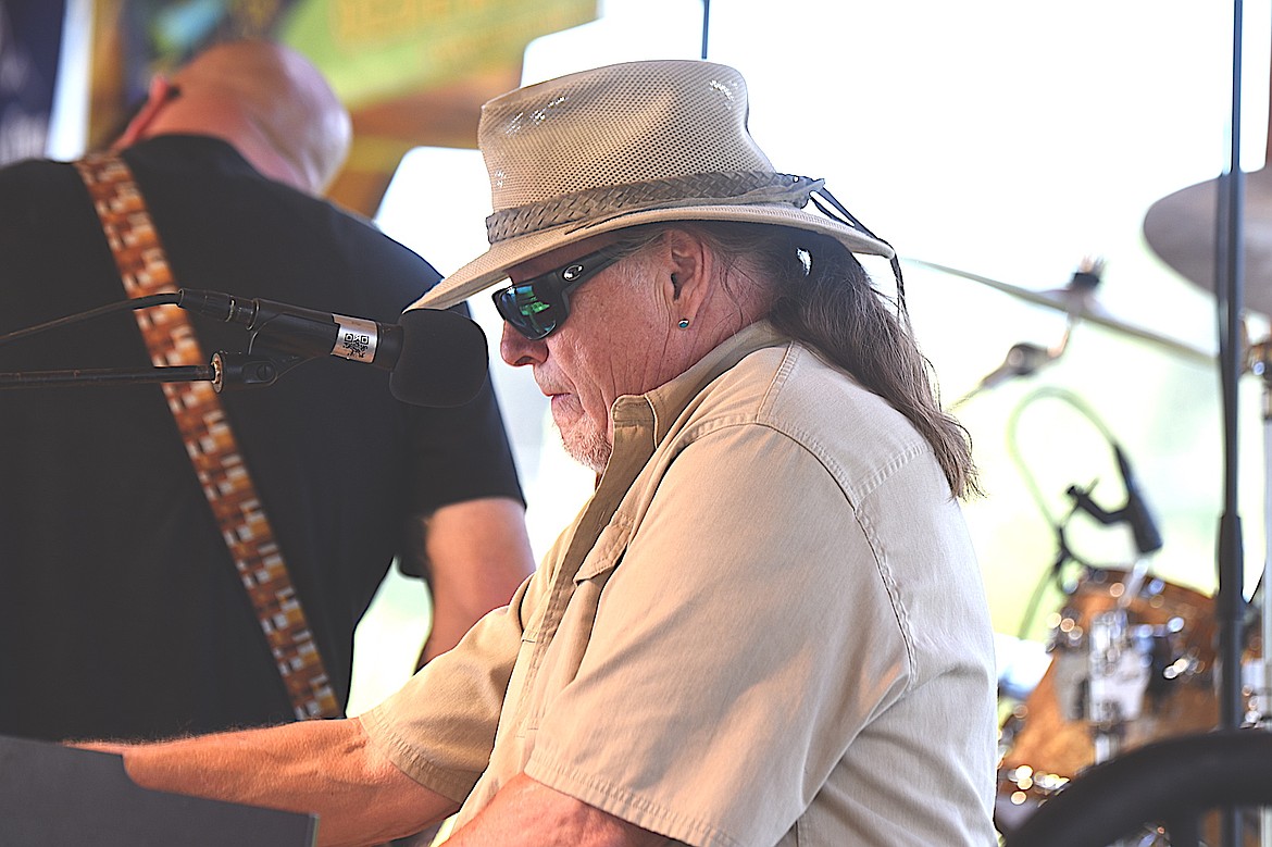 A keyboardist for the Kenny James Miller Band plays Friday, Aug. 8, 2025, at Libby's Riverfront Blues Festival. (Scott Shindledecker/The Western News)