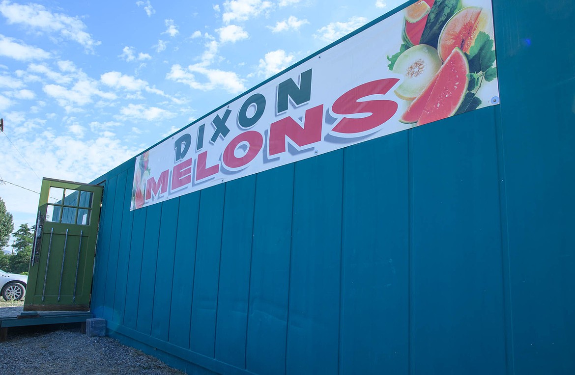 The two year old farm stand sits across from the Dixon Bar. This stand holds merch and melons for people to purchase on their way through Dixon. (Emily Messer/Leader)