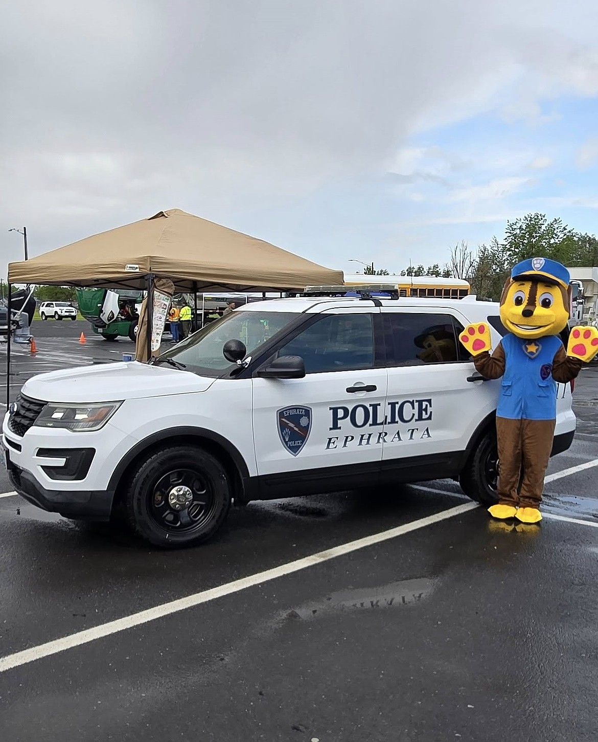 Chase from Paw Patrol joins Ephrata Police Department and helps great children at the Touch a Truck event in Ephrata.