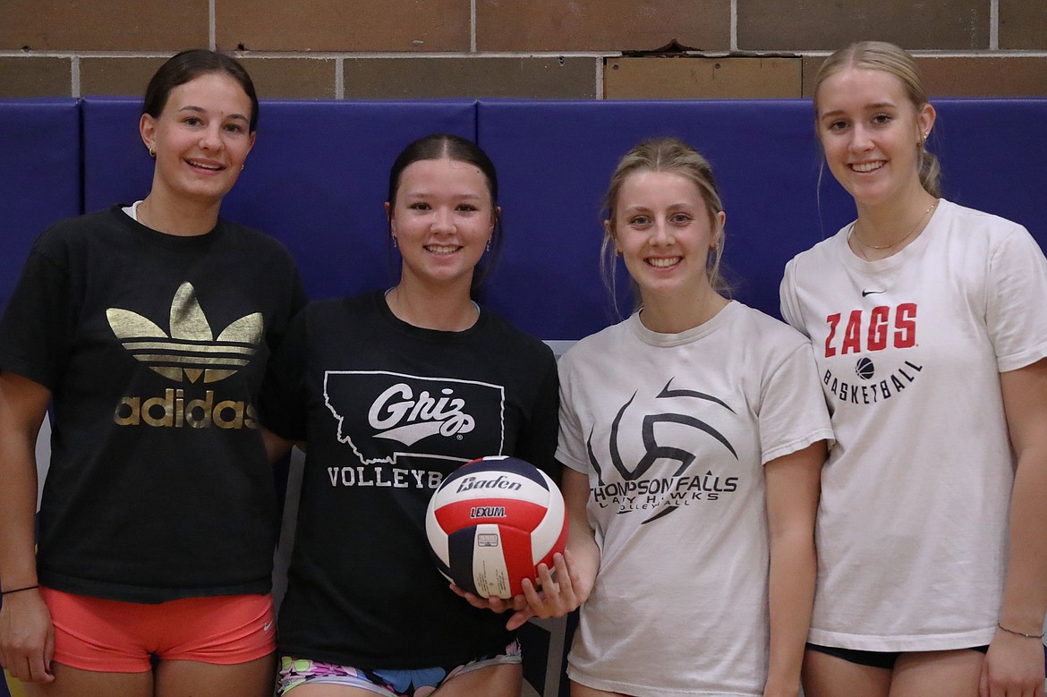 Lady Hawk seniors Annalise Fairbank, Addi Pardee, Emma Claridge and Gabi Hannum will be team leaders for Thompson Falls this season. Hawks are set to play in the Mission Invitational to begin season play Saturday. (John Hamilton/VP-MI)