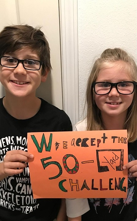 Everett and Piper Small initially accepted the 50 Yard Challenge in 2021, when Everett was 10 and Piper was 8.