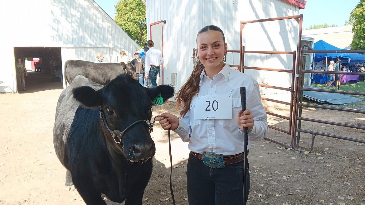 Kara Christensen, 17, from Hot Springs about to show her steer, which was her 6th overall in her 9 years of being in 4-H. (Monte Turner/Mineral Independent)
