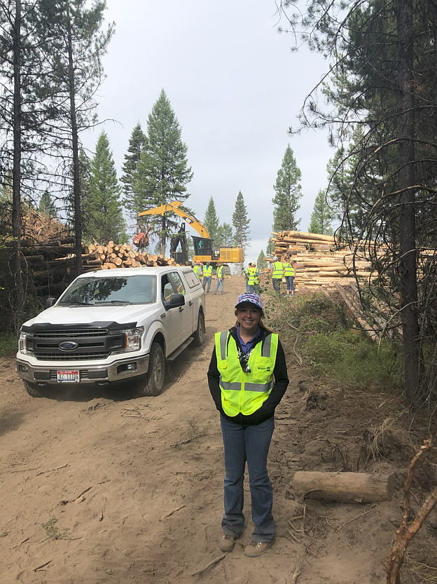 Forester Erin Roos participates in a woods tour in McCall during an Ikola Logging job in July of 2019. Roos is a third-generation forester. "People like to say I have sawdust in my blood," she said.