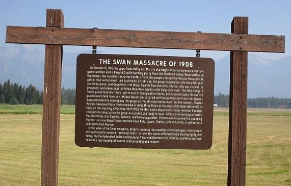 A sign marking the Swan Valley Massacre.