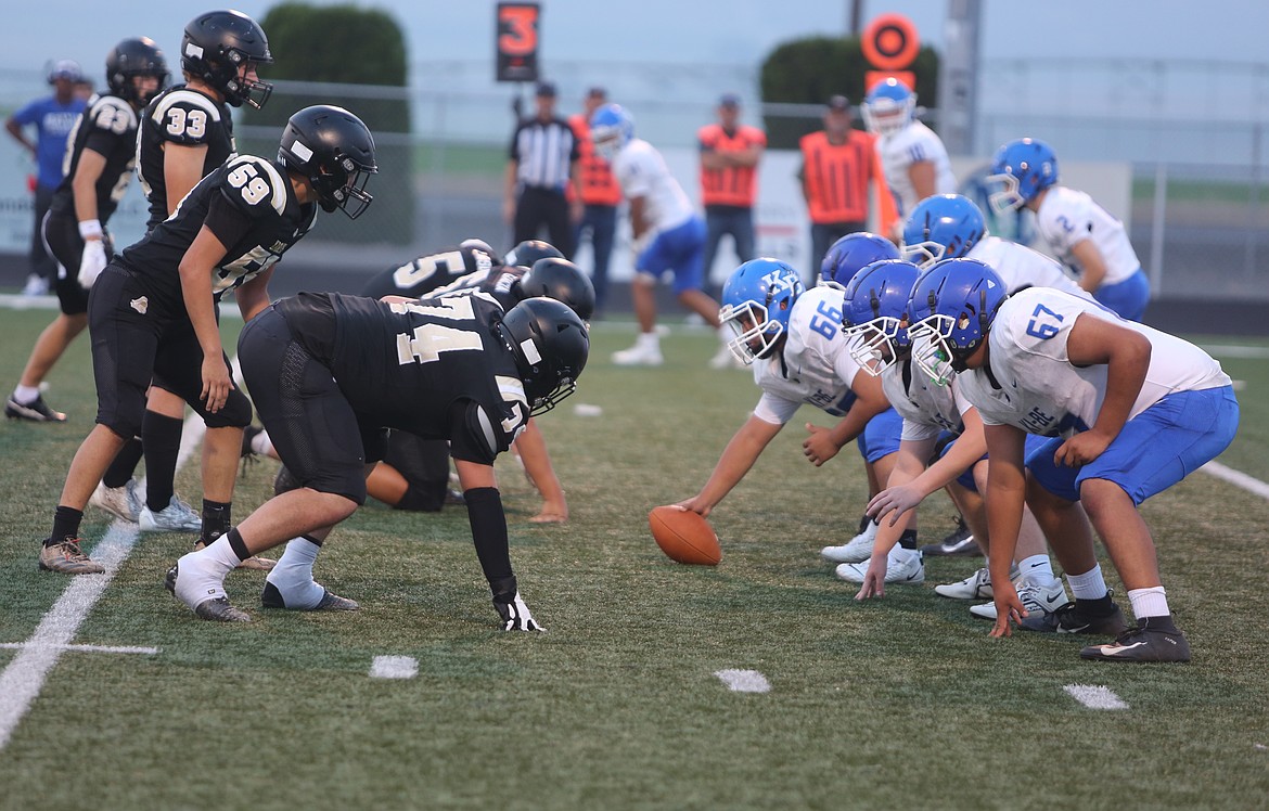 The Knights defense brings pressure against the Kiona-Benton offense on Friday. The Knights put up 48 points in the first quarter on Friday, ultimately winning 68-0.