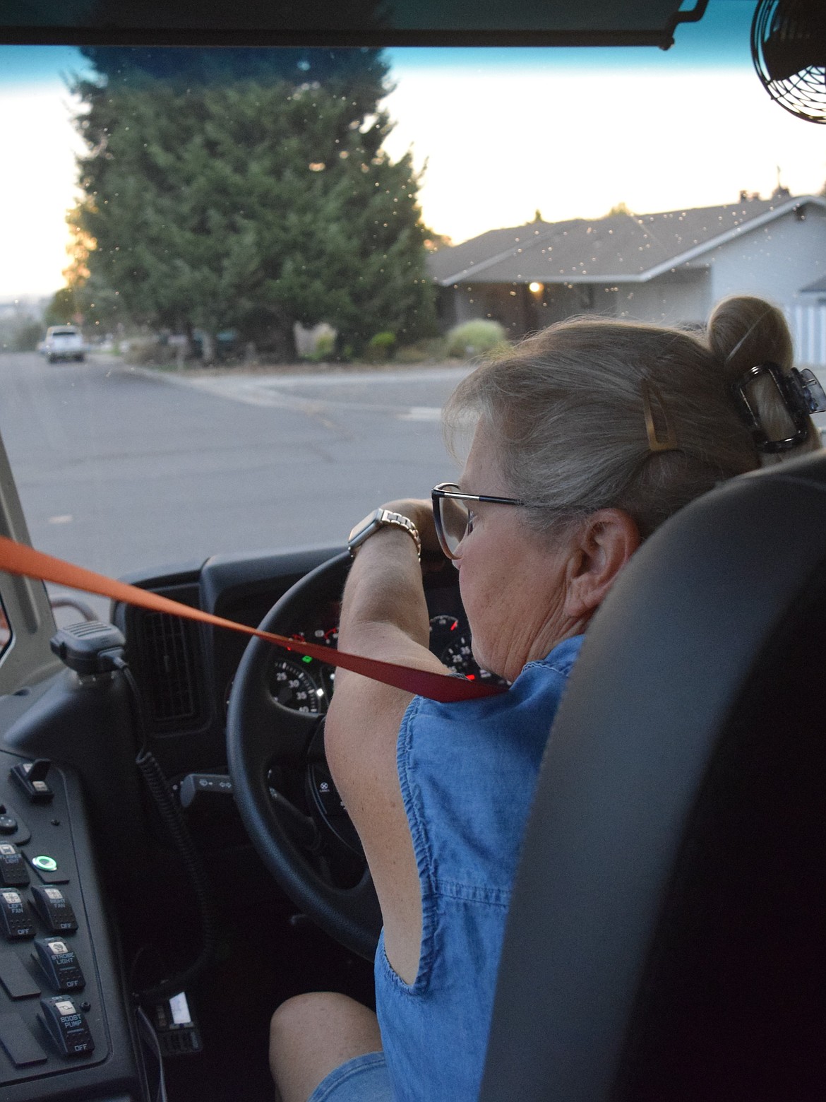 Brenda Wurl, an Ephrata School District bus driver said she feels more comfortable on the road in a bus than in a car. She said there are some challenges with driving a bus, such as navigating turns and watching students; however, she said that she feels safer within the bus.