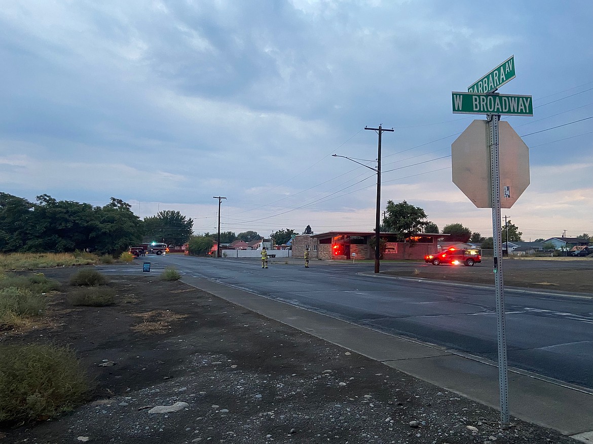 First responders are on scene on South Barbara Avenue, where downed power lines had caused an outage Sunday evening in the Moses Lake Peninsula area.