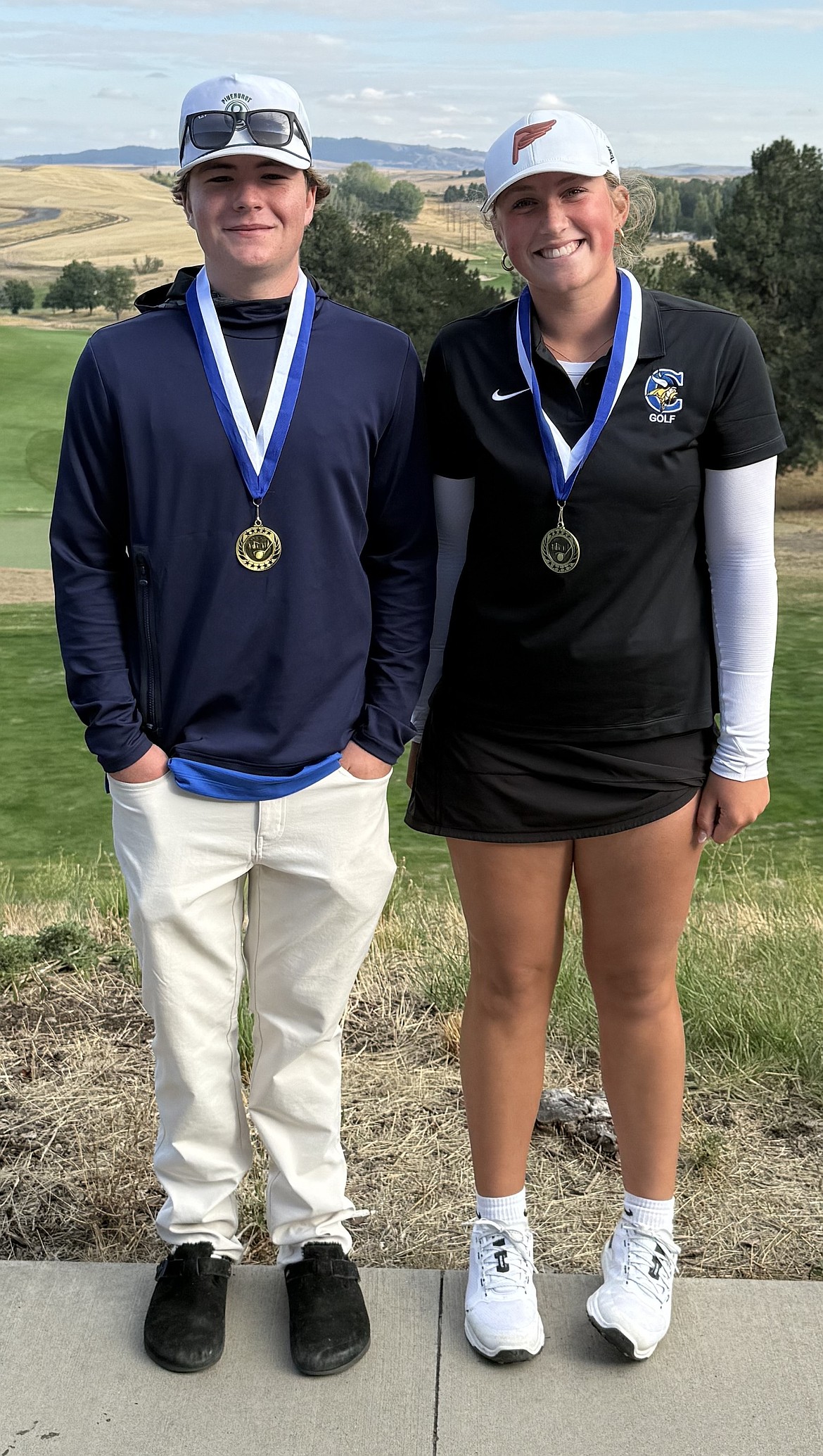 Courtesy photo
Medalists from the Palouse Ridge Invitational on Monday in Pullman were, from left, Ben Focke of Coeur d'Alene and Ella Wilson of Coeur d'Alene.