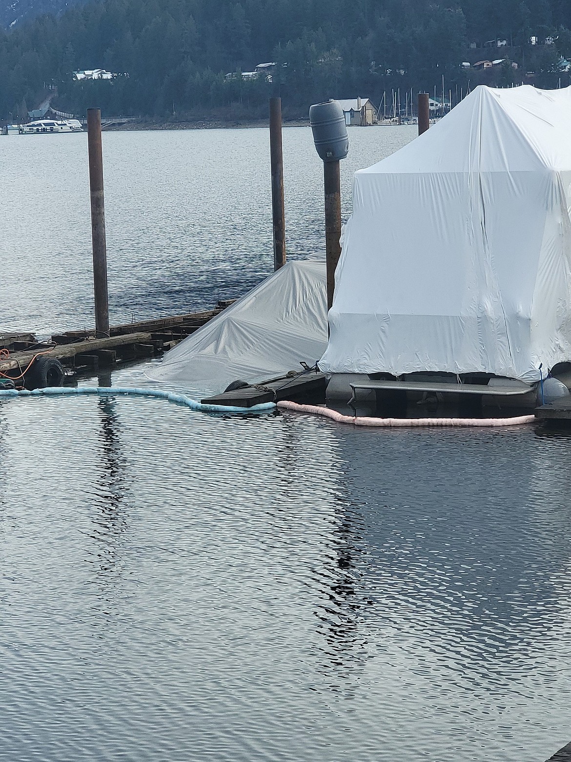 Bayview residents noticed that a houseboat owned by Gavin Eppard began to sink in mid-March of this year. Idaho Department of Environmental Quality reported that Timberlake Fire Protection District was called in to assist when there was a fuel leak in July.