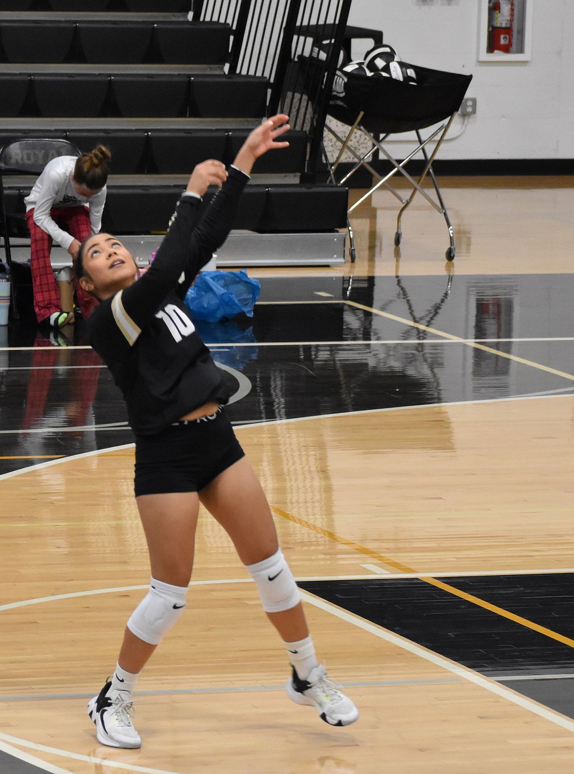 Junior Darany Pineda with the Knights makes a save to keep the ball alive against Naches Valley. Coach Lisa Lawrence said the team is working to play at a high level and will continue to improve through the end of the season.