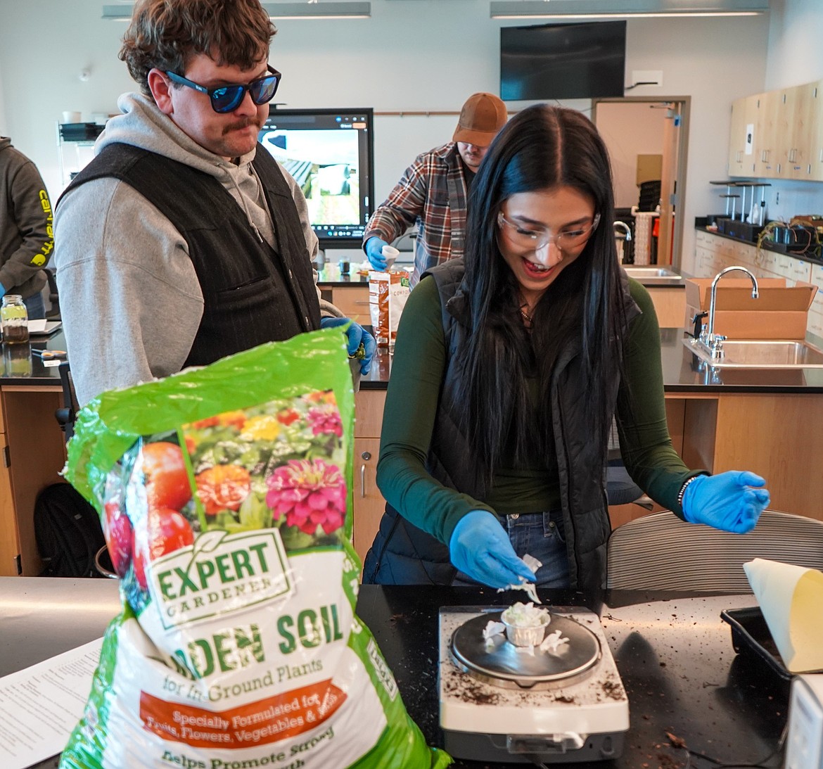 Two students participate in a test involving soil during one of the classes in the Ag program at Big Bend. Aaron Mahoney who works in the Ag program at the college said the extra seed will be beneficial to studies of agriculture, specifically, tests that lead to the plants dying.