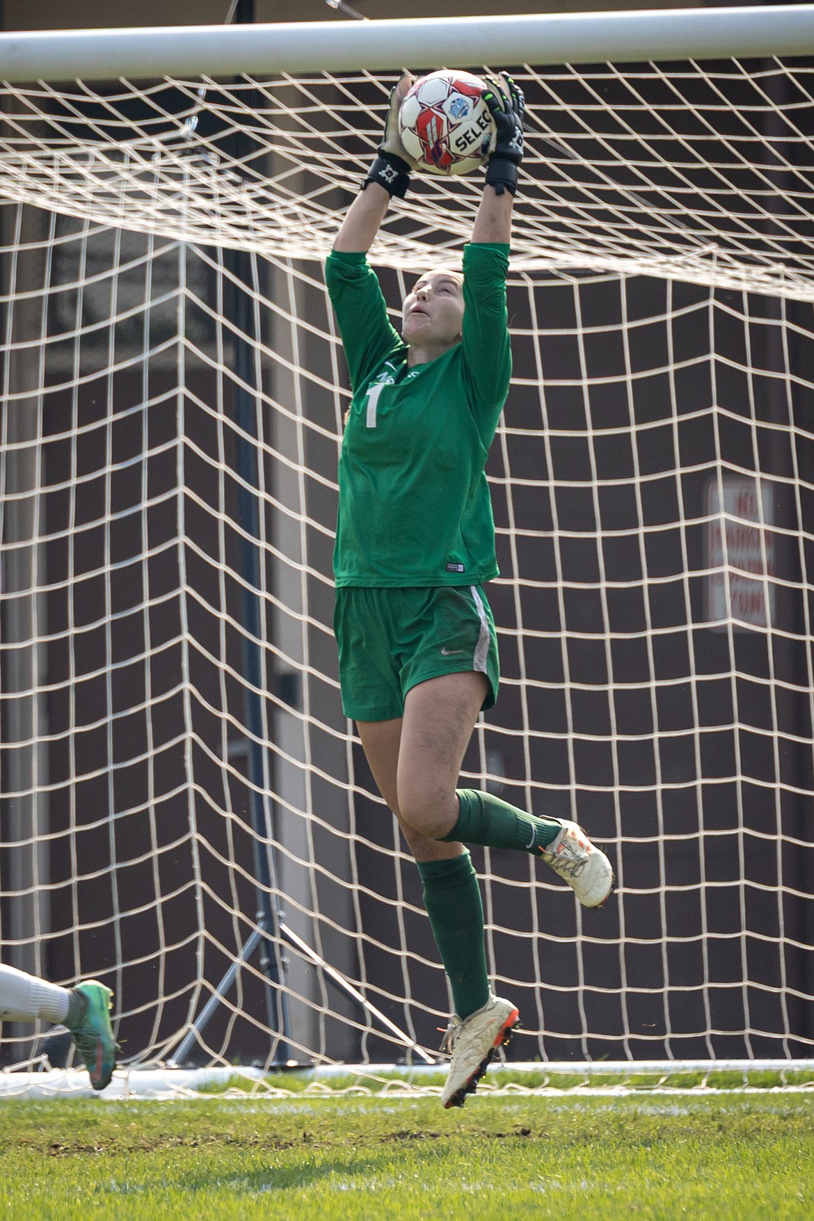 KYLE DISHAW PHOTOGRAPHY
North Idaho College sophomore goalkeeper Serena Hand jumps to make a save during Saturday's Scenic West Athletic Conference match against Colorado Northwestern at Eisenwinter Field on Saturday.