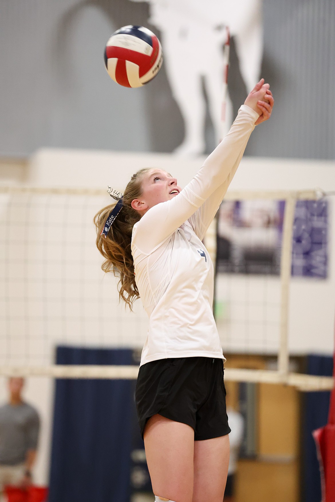 JASON DUCHOW PHOTOGRAPHY
Coeur du Christ senior Kate Clemens plays a ball up against Clark Fork on Monday at Holy Family Catholic School in Coeur d'Alene.