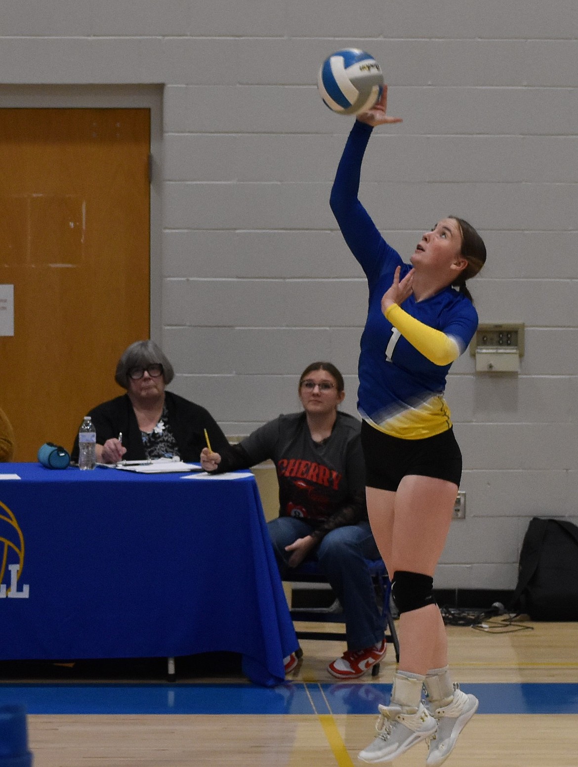 Devils junior Lila Sackmann gets ready to go for a kill during Wednesday’s matchup against the Eagles. The Devils are a very young team this year with the oldest players on the team being the five juniors and the rest being underclassmen. Moving forward head coach Shahan said she wants the team to be better prepared for any challenge that might come their way.