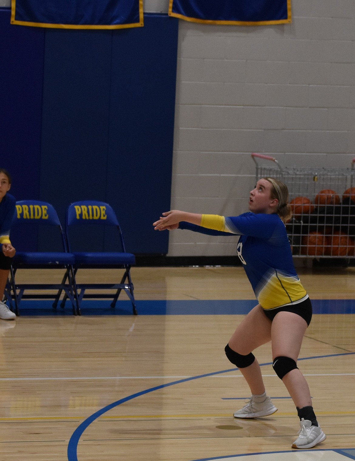 Keeley Cook from the Devils readies herself to hit the approaching ball during Wednesday’s game. Moving forward, head coach Shahan said she wants the team to be better prepared for any challenge that might come their way. The Devils are a very young team this year with the oldest players on the team being the five juniors and the rest being underclassmen.