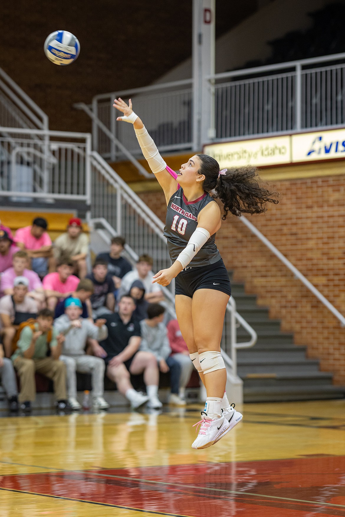 KYLE DISHAW PHOTOGRAPHY
Jordyn Williams, a sophomore from Mt. Spokane High, serves the ball for North Idaho College in Thursday's match against Salt Lake at Christianson Gymnasium.