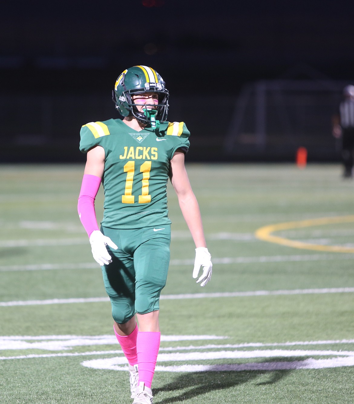 The Jacks’ Jody Gardner (11) lines up on defense. Gardner had 42 all-purpose yards on Friday against Prosser.
