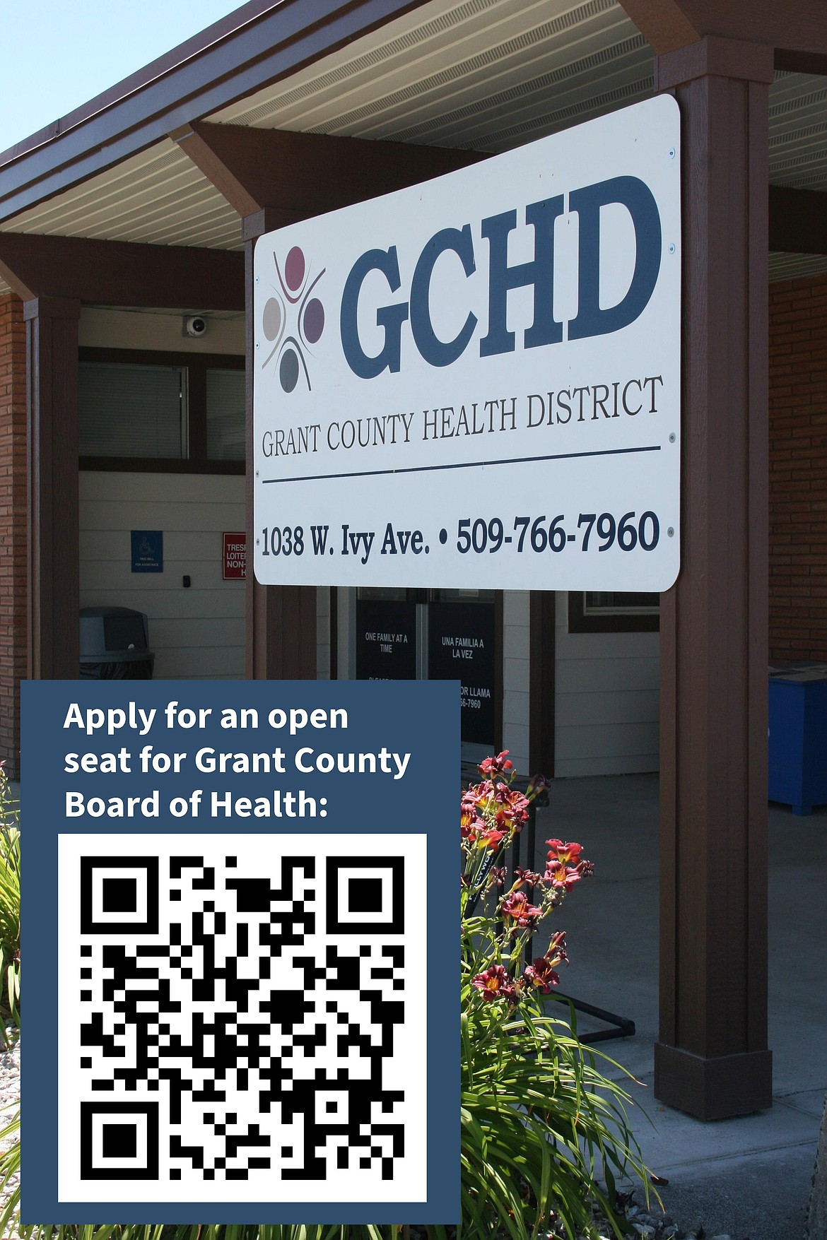 The Grant County Health District is looking to fill three positions on the Grant County Board of Health. These include Pos. 5: a healthcare provider; Pos. 6: someone with lived experience; and Pos. 7: a community stakeholder.