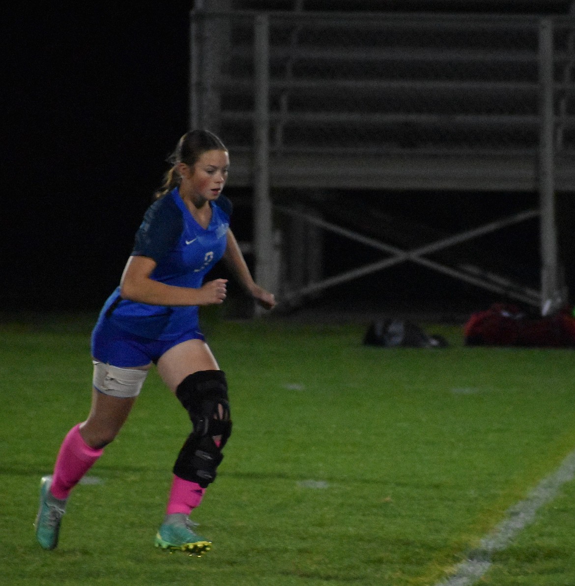 Allie Jensen from the Cougars races down the field to catch up with a Columbia player who gained possession of the ball. Jensen said everyone is going to keep pushing themselves and will try to build up the hype for the second half of the season.