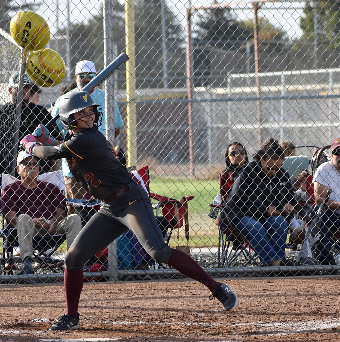 Senior player, Hayden Morris, with the Mavs gets ready to make a swing at a pitch from Eastmont. Morris would make five total hits with two runs batted in during the first game.