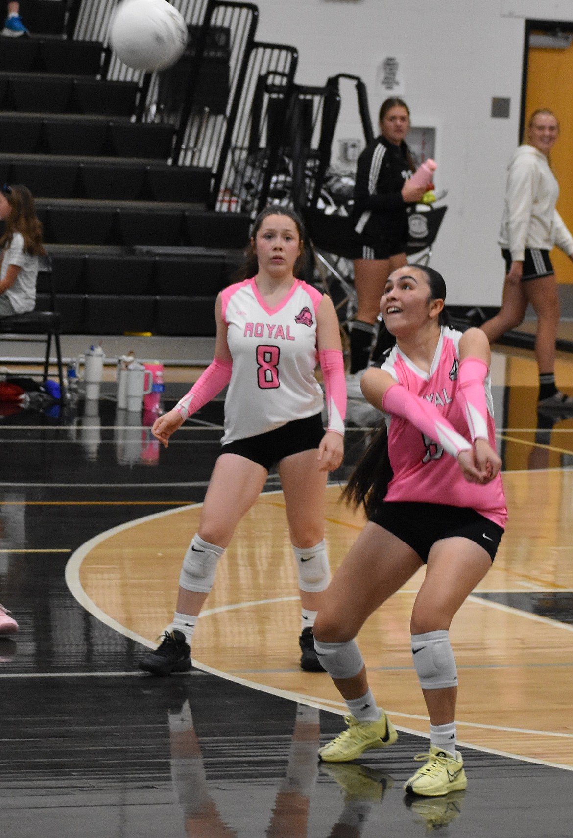 Knights junior Tania Verduzco gets ready to hit the ball back over the net during Tuesday’s game against the Warriors. The Knights are now focused on finishing the season out strong before heading into the postseason.
