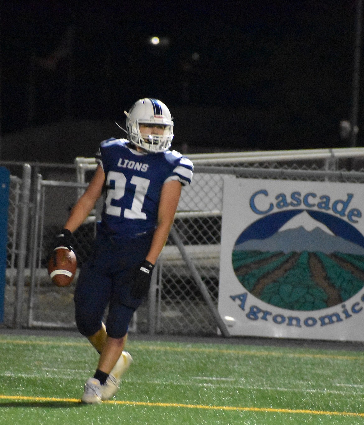 Antonio Serrato from the Lions celebrates in the endzone following his touchdown run in the third quarter. The team effectively used their run game to kill the clock in the second half.