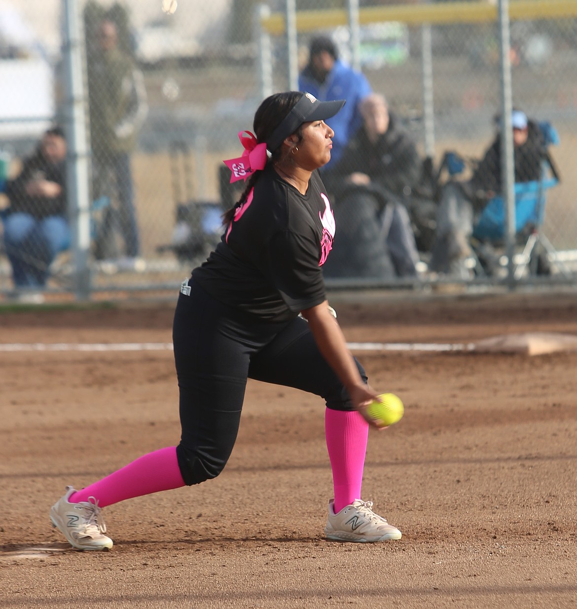 Anisa Valdez (32) pitches to the Eastmont batter in the district championship game on Thursday. Head Coach Mike Hofheins said Valdez pitched one of her best games of the season.