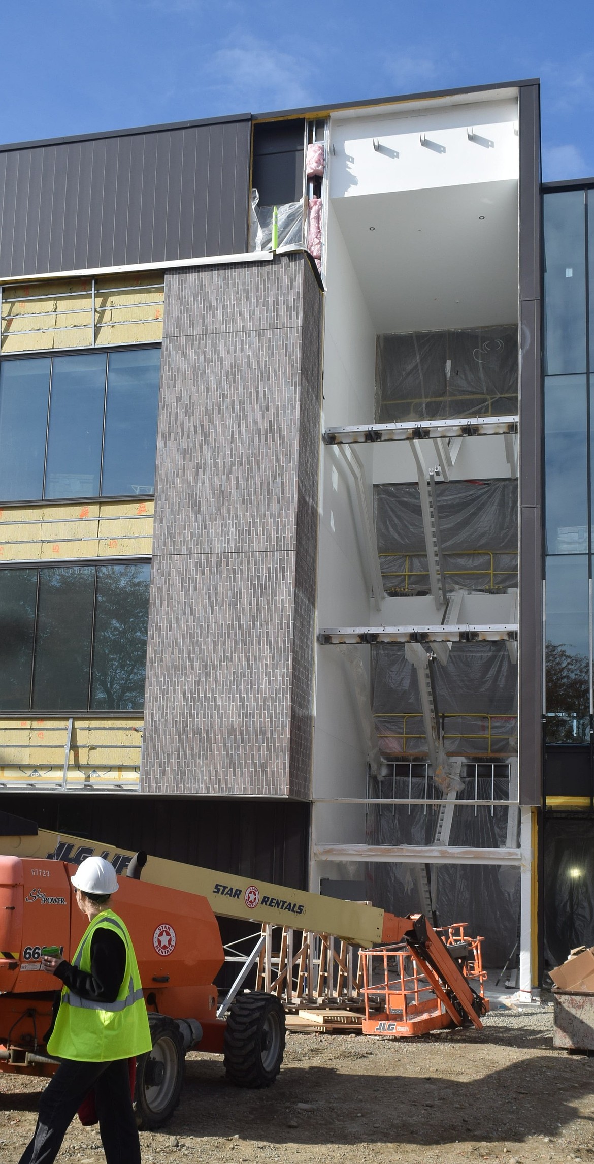 The exterior of the new North Academic Complex building at Central Washington University. The complex will be around 108,000 square feet and is set to open by the fall of 2026.
