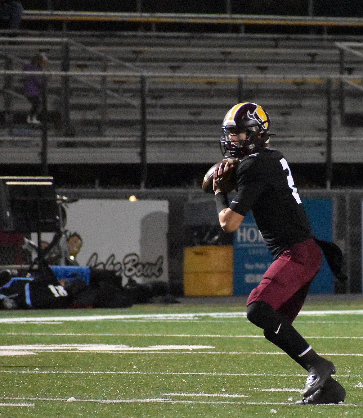 Mavs senior quarterback Brady Jay looks for an open target in the endzone during Friday’s game against West Valley. Jay said the team played an overall clean game and is constantly improving each week.