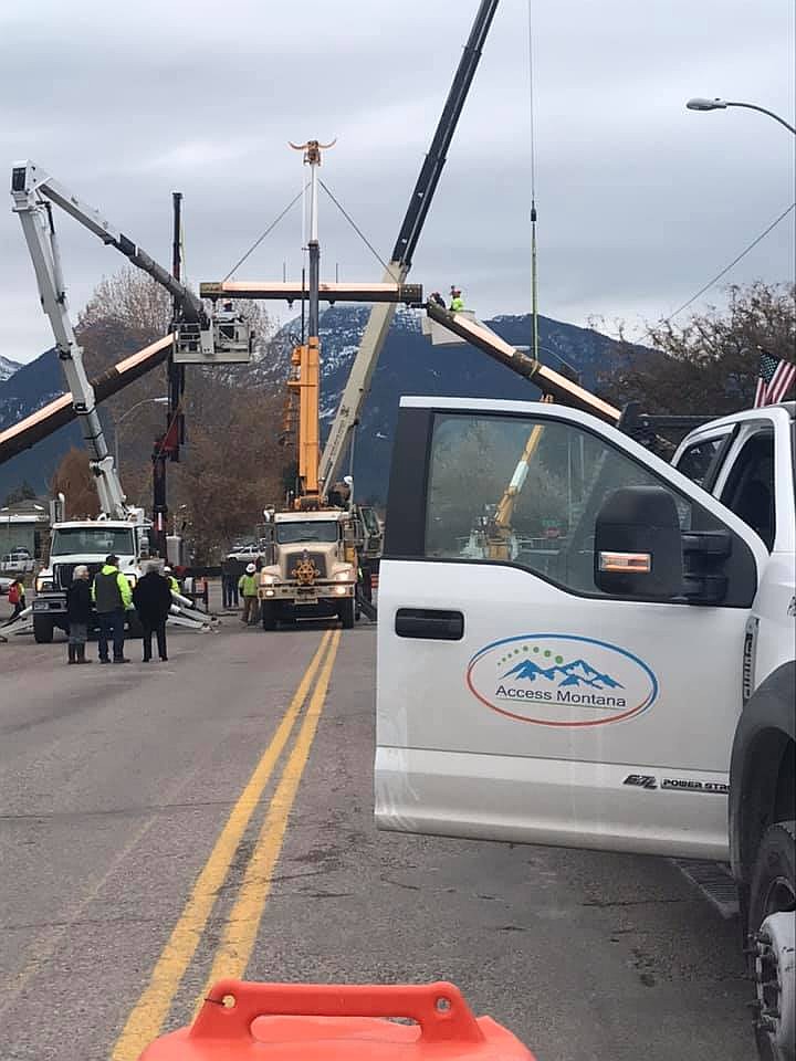 Crews with AccessMontana are seen working in Ronan. (photo courtesy of BroadbandMT)