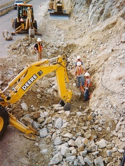 Crews with Blackfoot Communications dig into the rocky ground in preparation to lay fiber lines. (photo courtesy of BroadbandMT)
